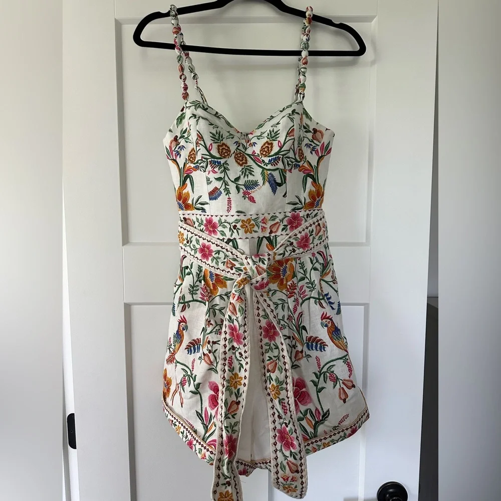 NWT FARM Rio Off-White Delicate Forest Euroflax™ Premium Linen Romper Size Small - Picture 5 of 7